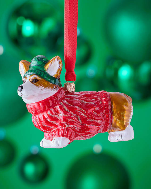 Pembroke Welsh Corgi in Sweater & Knit Hat Christmas Ornament